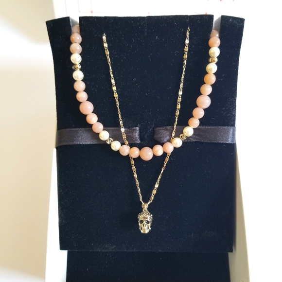Alexander McQueen Layered Skull Beads Necklace Bronze Pink - Picture 3 of 11